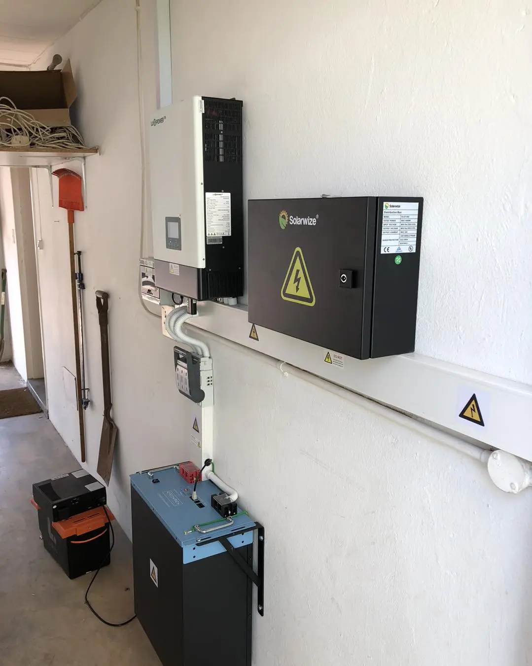 Solar inverter and battery storage equipment installed on site