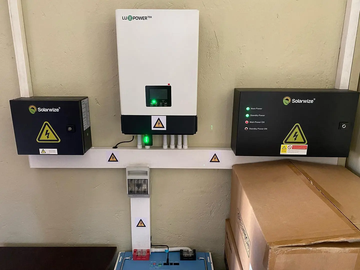 LuxPower inverter with electrical enclosures